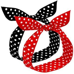2Pieces Polka Dot Headbands for Girls and Women Headband Retro Bandana Halloween